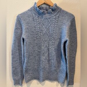 LC Lauren Conrad Light Blue Cable Knit ruffle mock neck Sweater XS